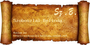 Szoboszlai Belinda névjegykártya